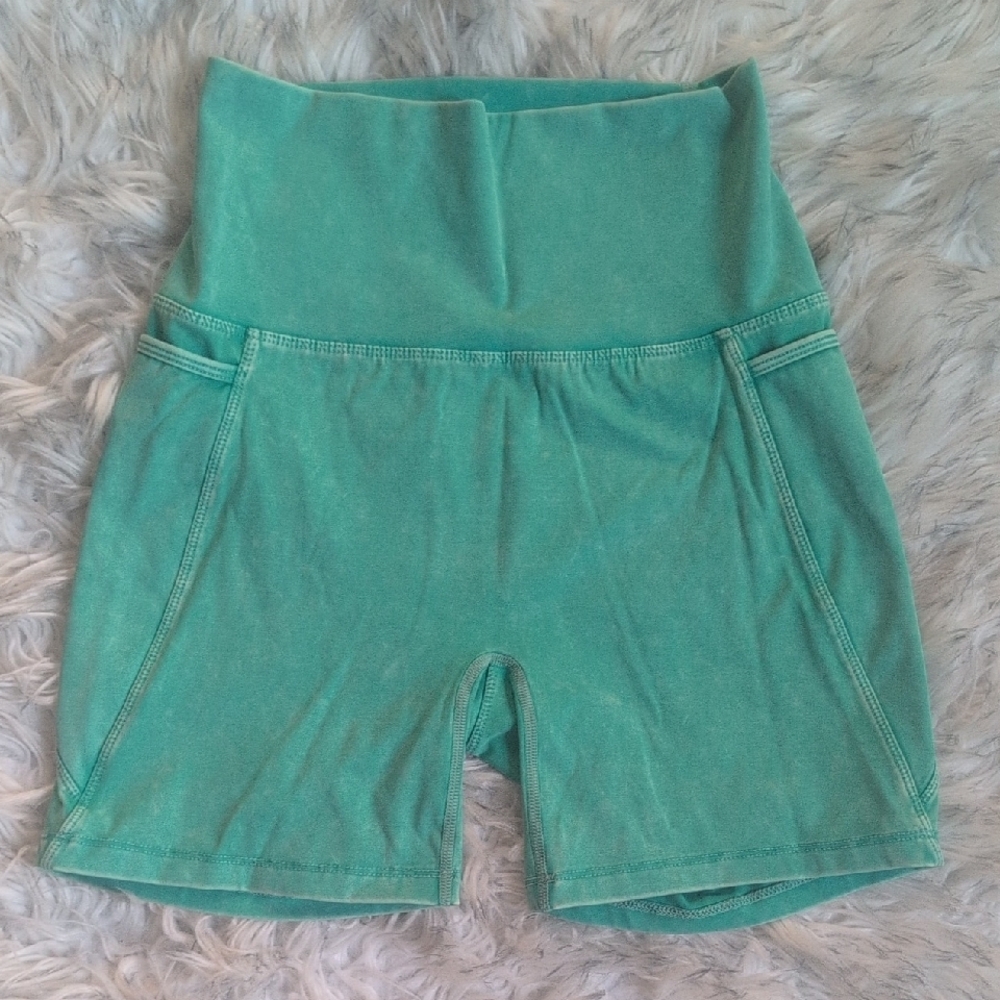 Women's Green High-Waisted Shorts